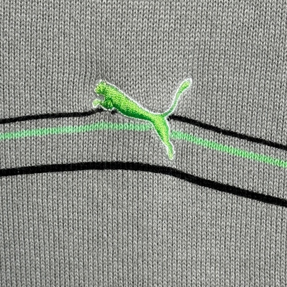 Puma Men's Gray V-Neck Golf Sweater Vest Size X-Large Green Logo Outdoor Active - Picture 3 of 10